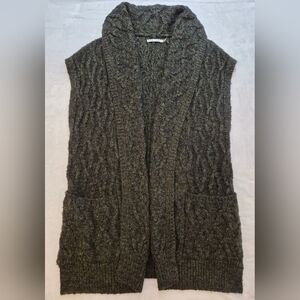 Alice + Olivia Wool Alpaca Cable Knit Long Sleeveless Cardigan Vest XS